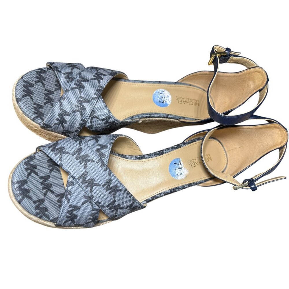 Michael Kors‎ Navy & Gray Wedge Sandals 7.5 - Picture 4 of 8